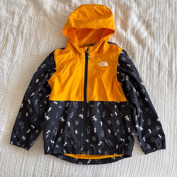 The North Face Kids Yellow Lighting Bolt Rain Jacket - Picture 1 of 5